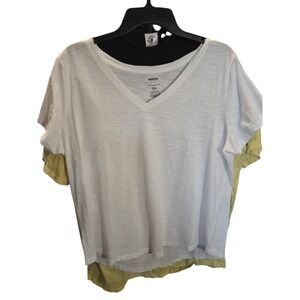 Sonoma Goods For Life The Everyday Tee White V-Neck Slub Knit Shirt PXL Petite